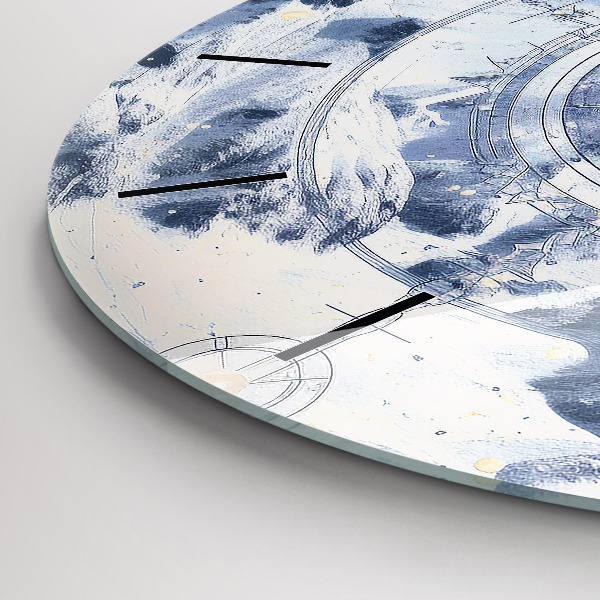 Okrúhle hodiny Modré kresby