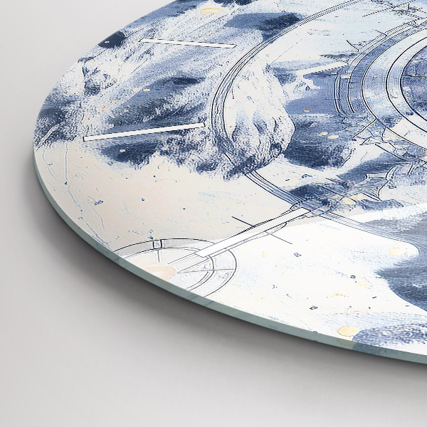 Okrúhle hodiny Modré kresby