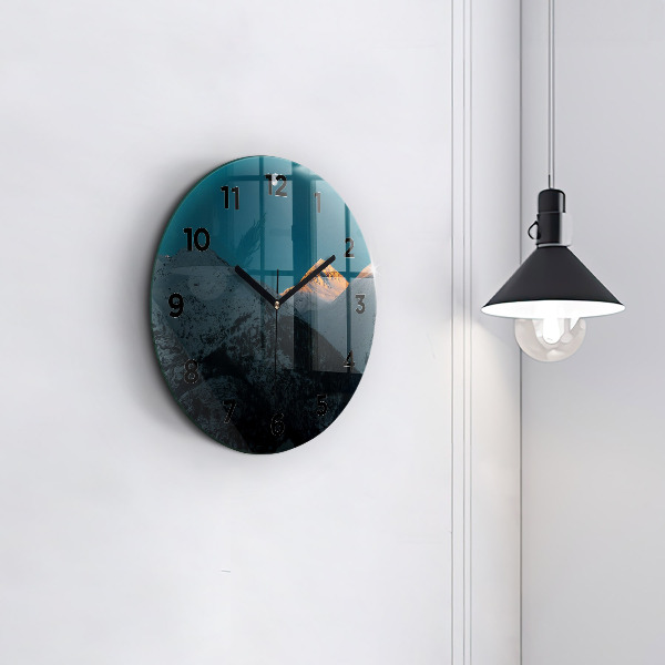 Okrúhle hodiny Západ slnka v horách