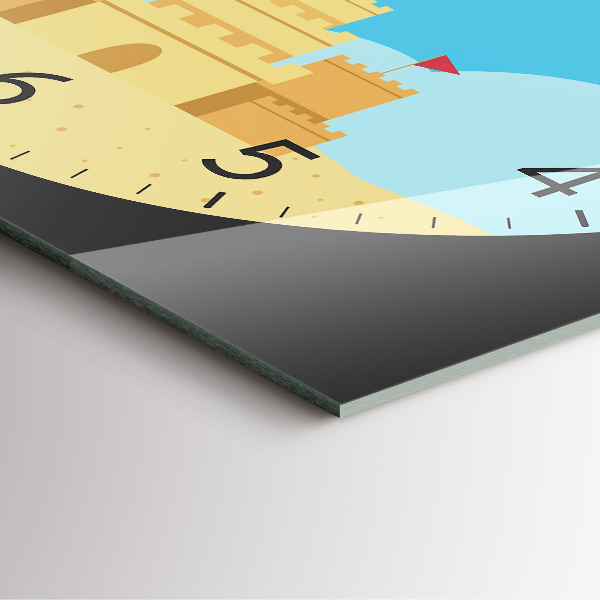 Štvorcové nástenné hodiny Hrad z piesku