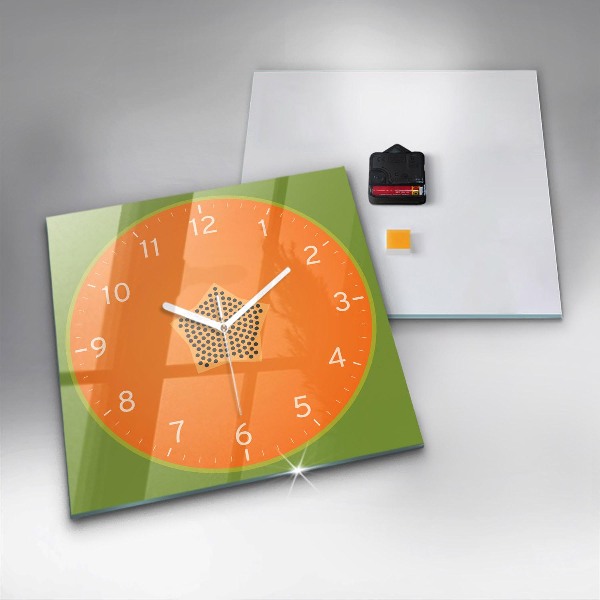 Štvorcové nástenné hodiny Papája ovocie