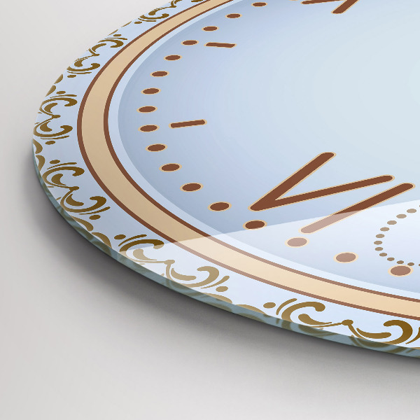 Okrúhle sklenené hodiny Modré kvety