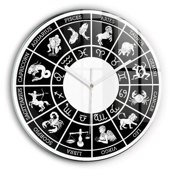 Okrúhle sklenené hodiny Zodiacal