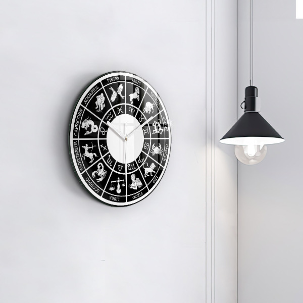 Okrúhle sklenené hodiny Zodiacal