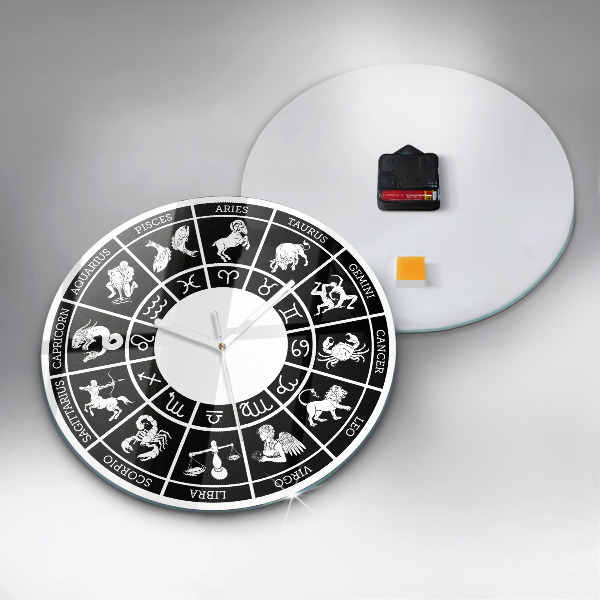 Okrúhle sklenené hodiny Zodiacal