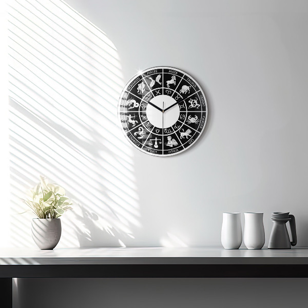 Okrúhle sklenené hodiny Zodiacal