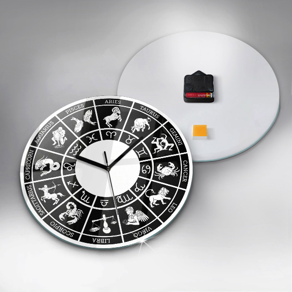 Okrúhle sklenené hodiny Zodiacal